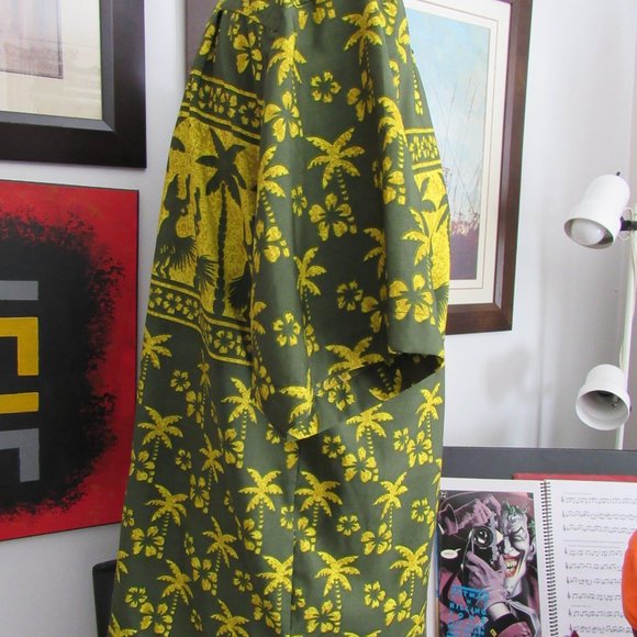 Vintage Ocean Pacific OP Hawaiian Shirt Green Palm Trees Women Dancing Large EUC - Picture 8 of 15